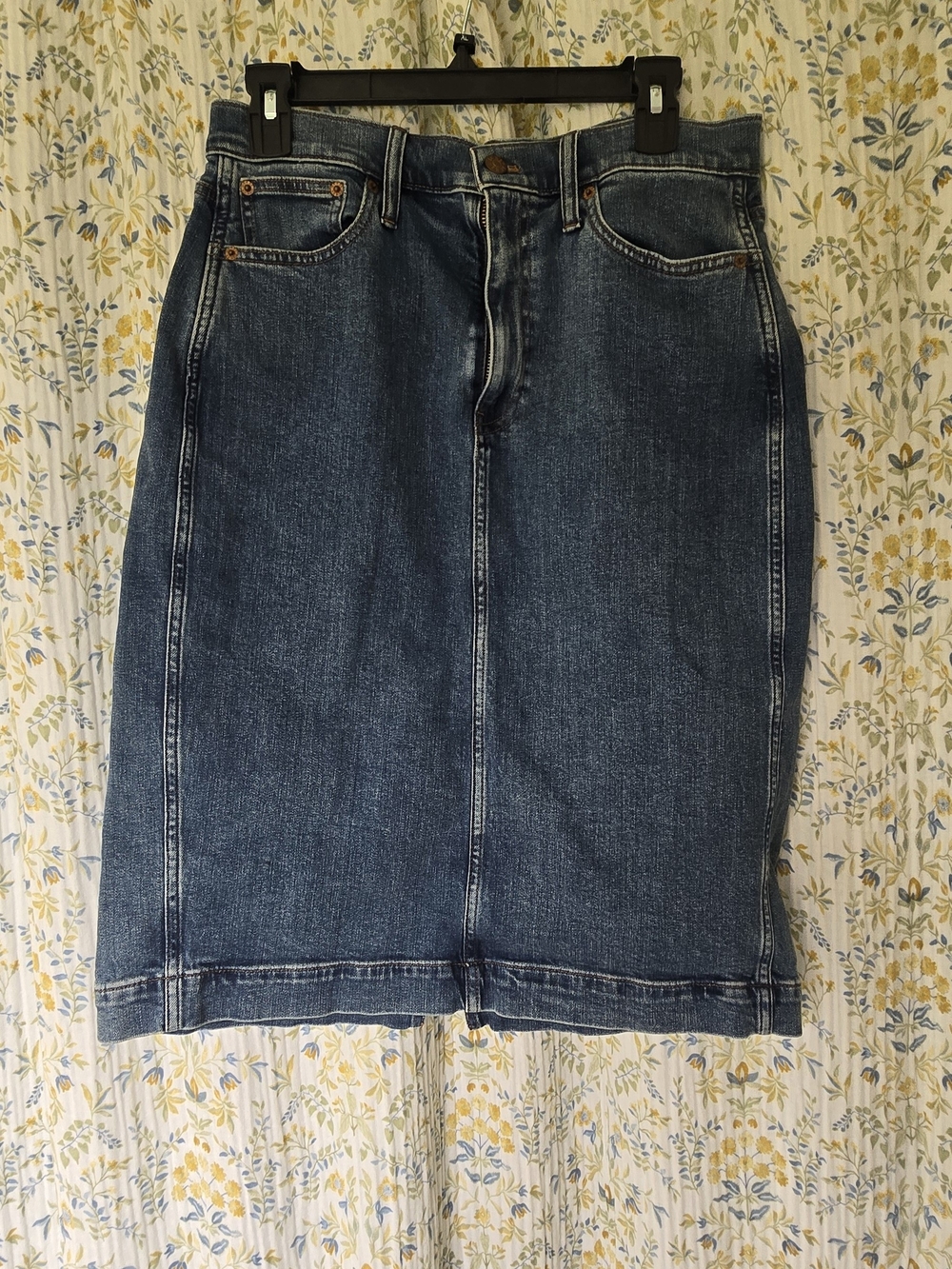 J.Crew Denim Midi Skirt Size 8 Blue Jean Straight Pencil Skirt